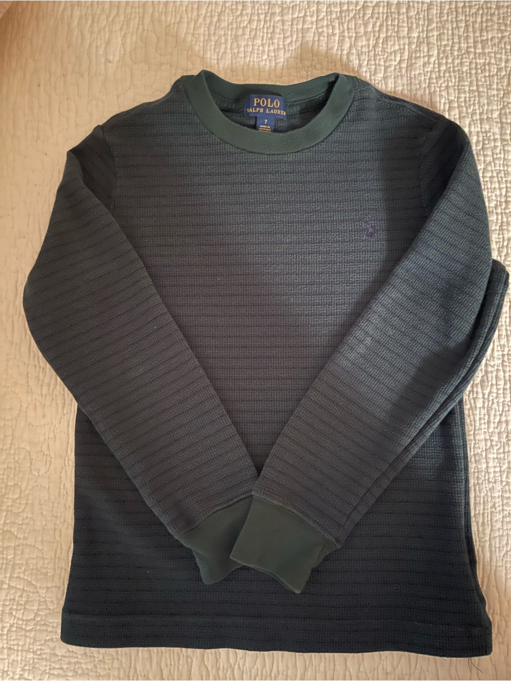 Polo by Ralph Lauren Boys’ Dark Green Textured Crew Sweatshirt
